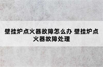 壁挂炉点火器故障怎么办 壁挂炉点火器故障处理